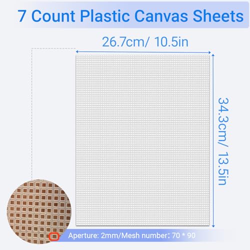 Image of 6 Pcs Plastic Canvas Sheets, 10.5x13.5In 7 Count Eye Mesh for Mask Cross Stitch, Rustproof Plastic Mesh Sheet Aquarium Dividers & DIY Crafts | Pre-Cut Smooth-Edged Needlepoint Canvas