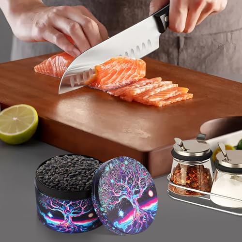 LHOEST 50MM Metal Grinder with 24 Grinding Teeth and Purple Tree Design - 4 Layers Spice Crusher with Scraper Brush - Image 6