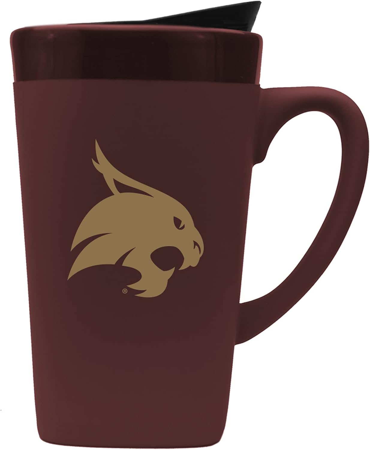 The Fanatic Group Texas State University Ceramic Mug with Swivel Lid Design-1 - Burgundy