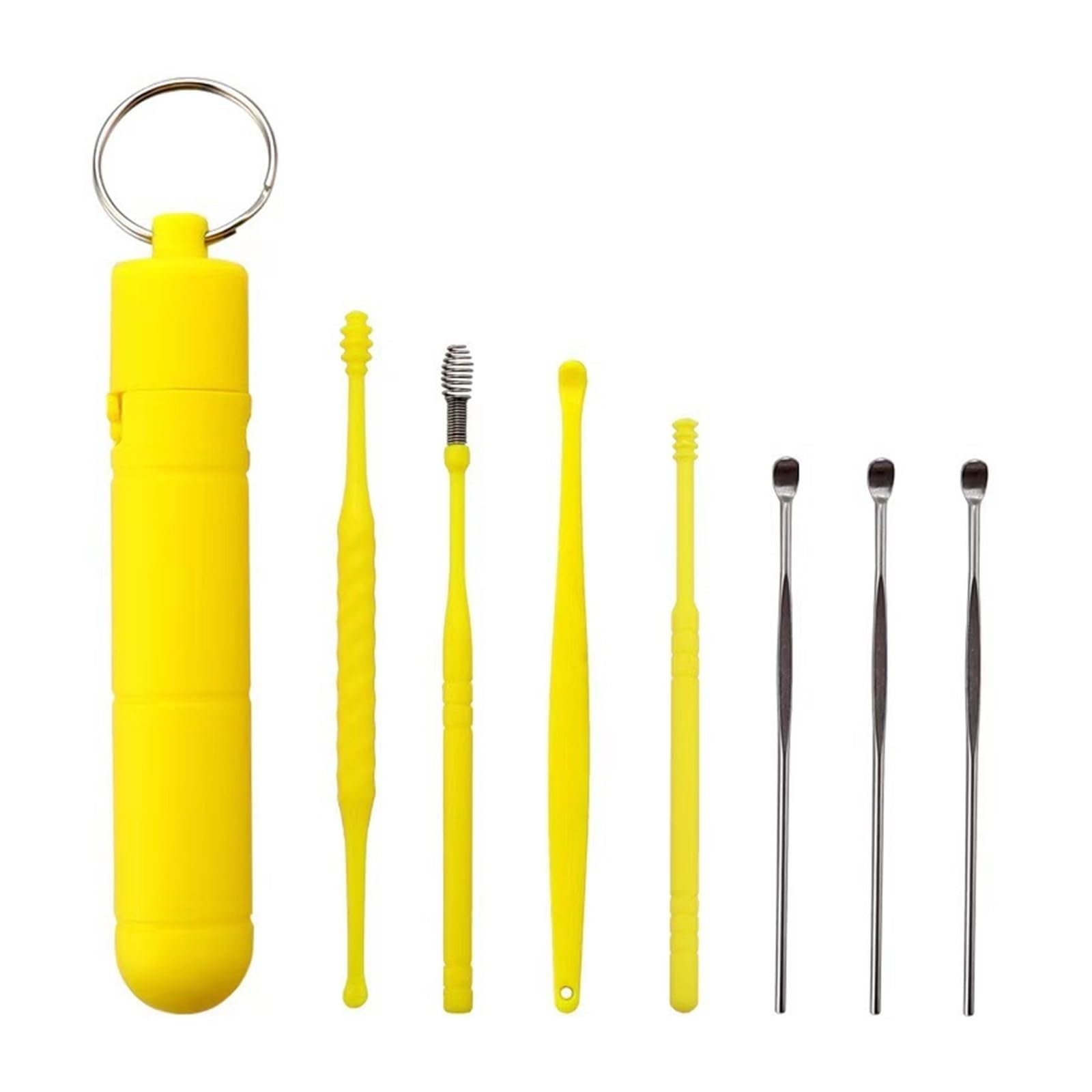 6Pcs Set Ear Wax Pickers Stainless Steel Earpick Wax Remover Curette Ear Pick Cleaner Ear Cleaner Spoon Care