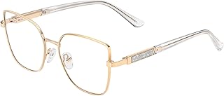 Dollger Square Blue Light Blocking Glasses for Women Trendy Oversized Computer Gaming Eyeglasses Cat Eye Metal Frame bluelight glasses Gold