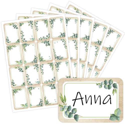 Étiquettes autocollantes eucalyptus pour identifier les fournitures de classe et bureau