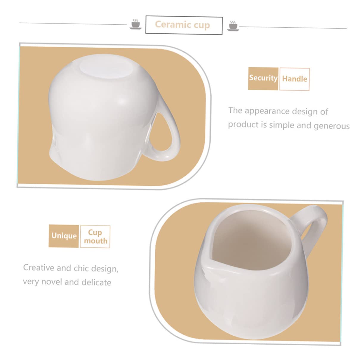 COLLBATH Mini Set 4 Pack Ceramic Creamer Jugs Handle Sauce Storage Cups for Kitchen Restaurant Catering