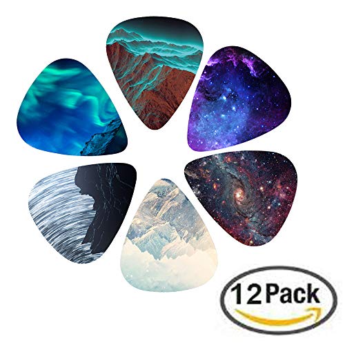 Guitar Picks - Czzmy 12 Medium Gauge Celluloid Guitar Picks In a Box W/Picks Holder. Unique Guitar Gift For Bass, Electric & Acoustic Guitars (12-Natural Image) - Image 4