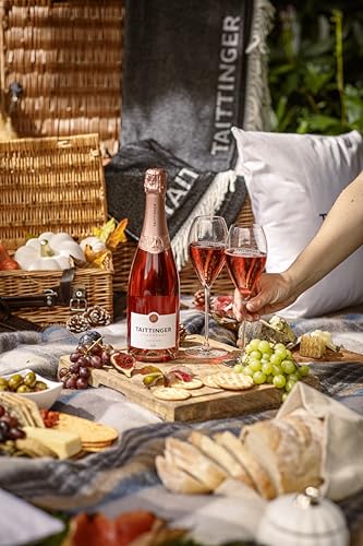 Taittinger Champagner 0,75l Brut Prestige Rosé mit zwei Gläser im Geschenkkarton - Geschenkset