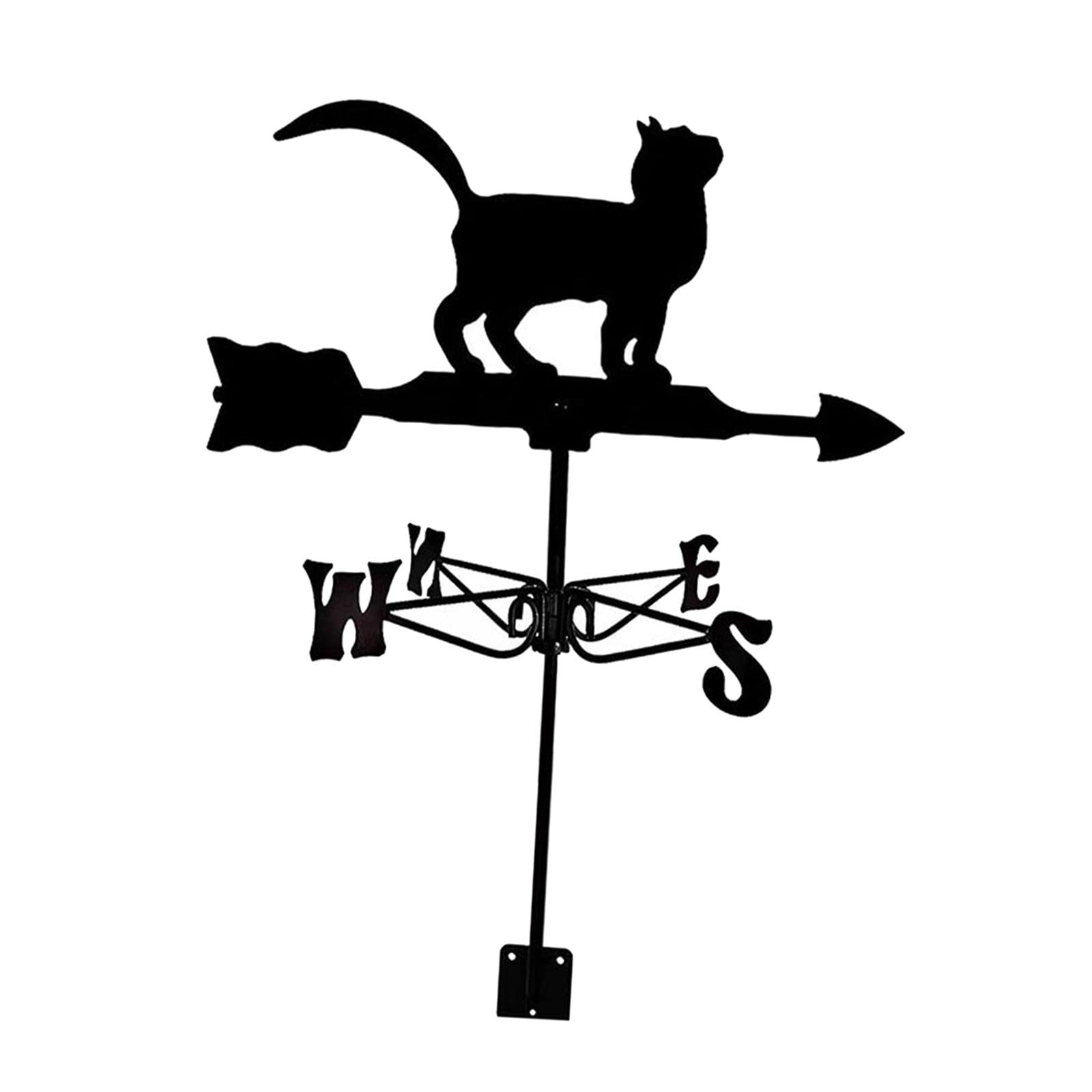 Wrought Iron Weathervane Wind Direction Measuring Instrument for Garden Lawn cat