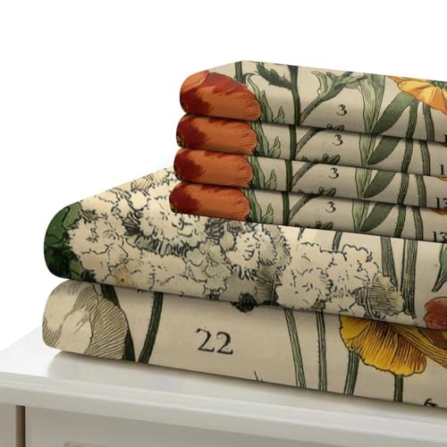Parure de lit fleurs vintage en microfibre douce et légère 140x200 cm