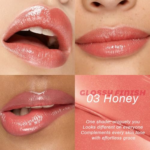 Image of Honey Lipstick Tinted Lip Balm - Shine Moisturizing Lipstick for Women, Natural Nourishing Hydrating Lip Gloss Stain for Dry Lips, Tint Sheer Lightweight Makeup, Vegan - 2Pc Honey & Nude