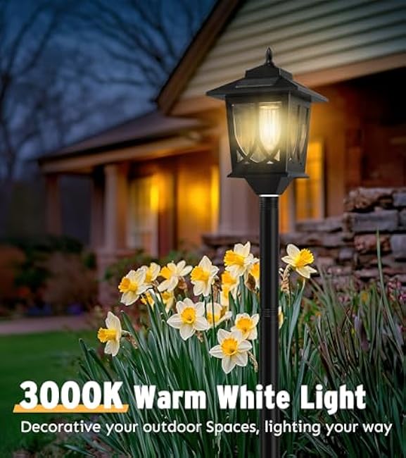 63 Solar Lamp Post Light 2 Pack, Solar Light Posts for Outside Waterproof, Outdoor Lamps for Patio, Backyard, Front Porch Decor, Warm White, Replaceable Bulb