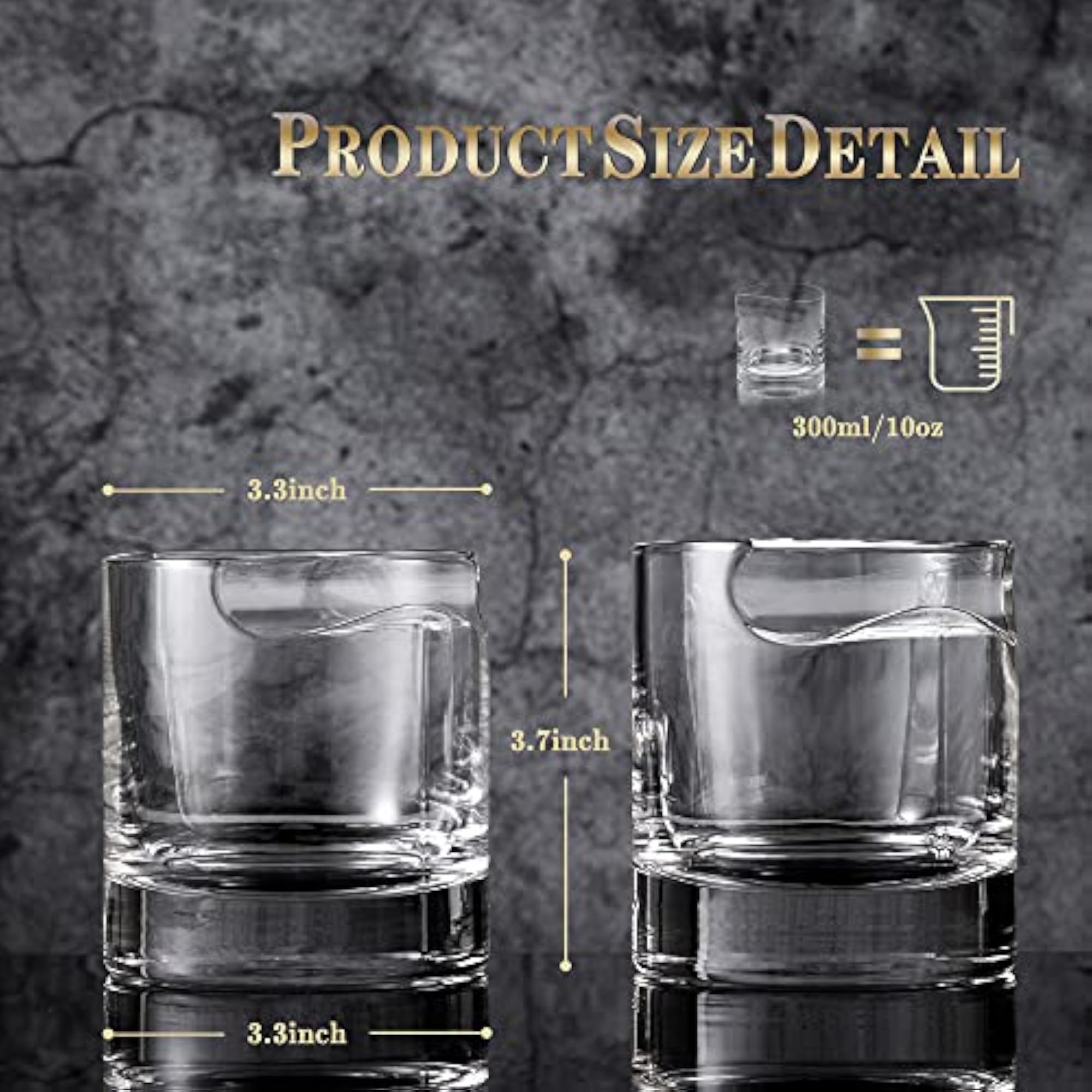 Cigar Whiskey Glasses with Cigar Holder, Set of 2