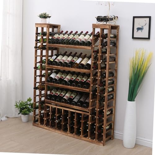 Wine rackSolid Wood Floor-Standing Wine Cooler - Sturdy and Durable Wine Bottle Rack/Cabinet for Bar, Living Room, or Tavern - Wine Decor Display Rack (Wood Color)