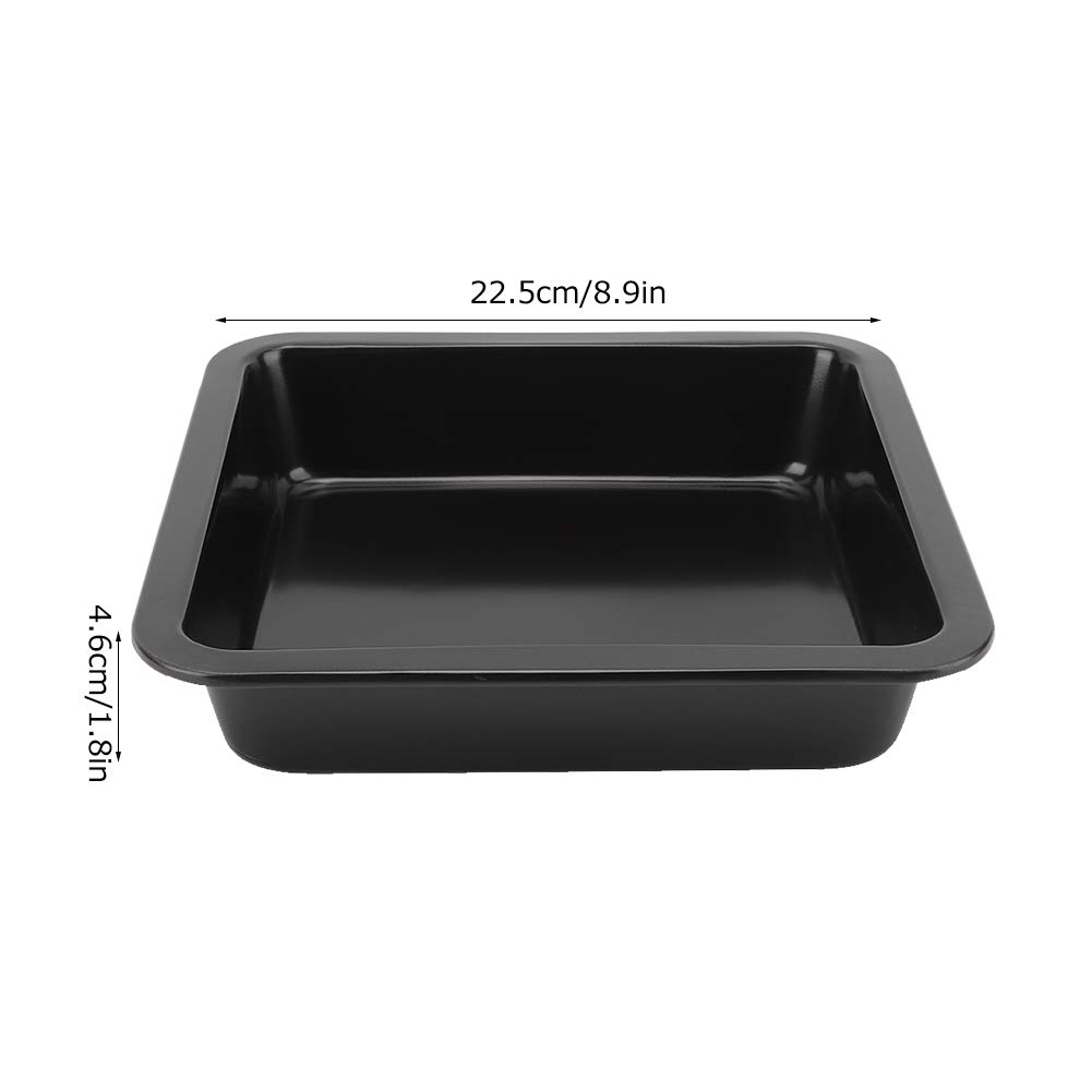 Moule à Gâteau Carré Antiadhésif 2 Pièces, 22,5x22,5cm Plaque de Cuisson en Acier Carbone pour Pizza Cake, Ustensile de Pâtisserie pour Four, Cuisine Maison et Professionnelle (Noir TG01#A)