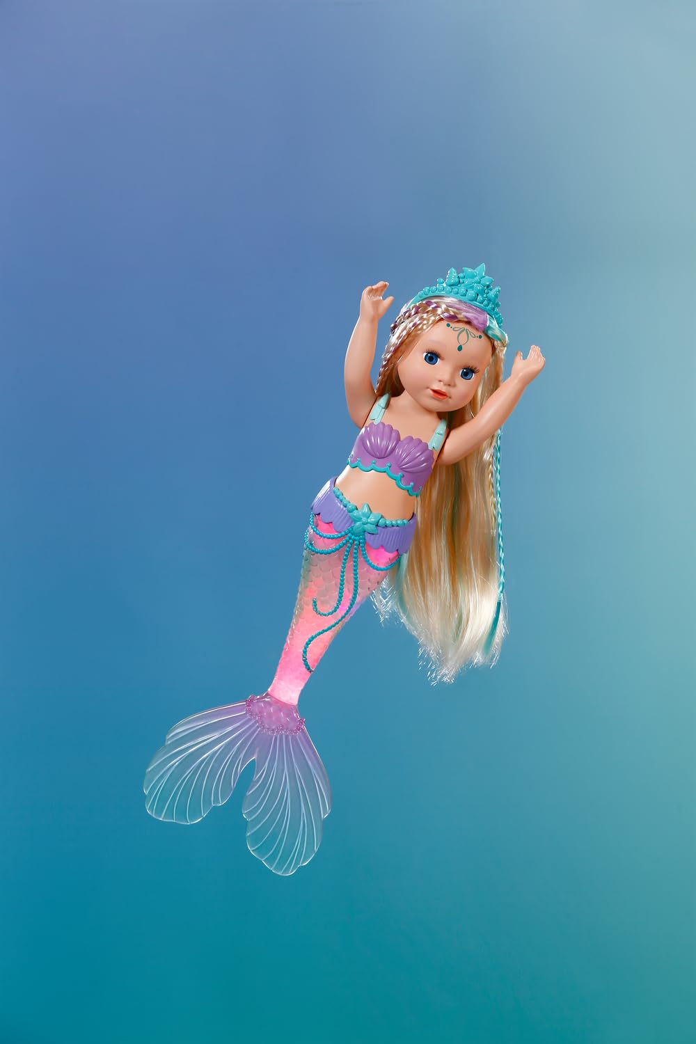 BABY born Mermaid, 43cm Mermaid Toy with Colour-Changing Tail and Sparkly Tiara for Children Ages 3+, 837351 Zapf Creation, Blau - Image 2