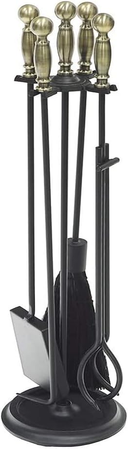 Fireplace Tool Set, Brass Antique Brass and Black