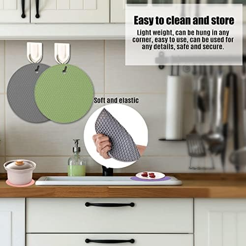 Silicone Trivet Mat, 4pcs Silicone Jar Opener Gripper Pad Extra Thick Silicone Non-Slip Table Mat, Honeycomb Kitchen Table Pad Multi-Purpose Pads for Kitchen Cooking Dining and Jar Opener (17.5CM)