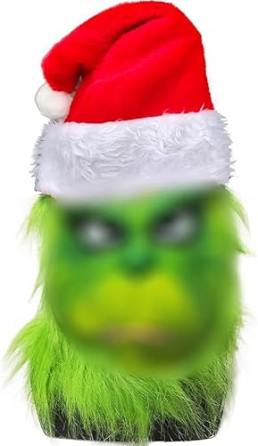 Máscara de monstruo verde máscara de cosplay de Navidad máscara de látex verde máscara de cabeza completa disfraz de cosplay para decoraciones de