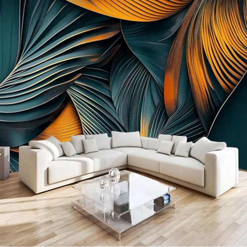 Papier Peint 3D Feuilles de Palmier Décoration Murale 300x210cm - 2