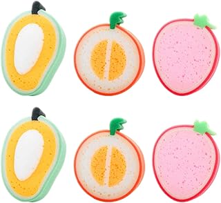 Beaupretty 6 Pcs Banho Bonito Do Banho de Fruta Soofahs Malha de Malha de Malha de Banho de Banho de Banho Esponjas Morango Manga Laranja Forma Corpo Esfoliação Bolas de Banho de Chuveiro