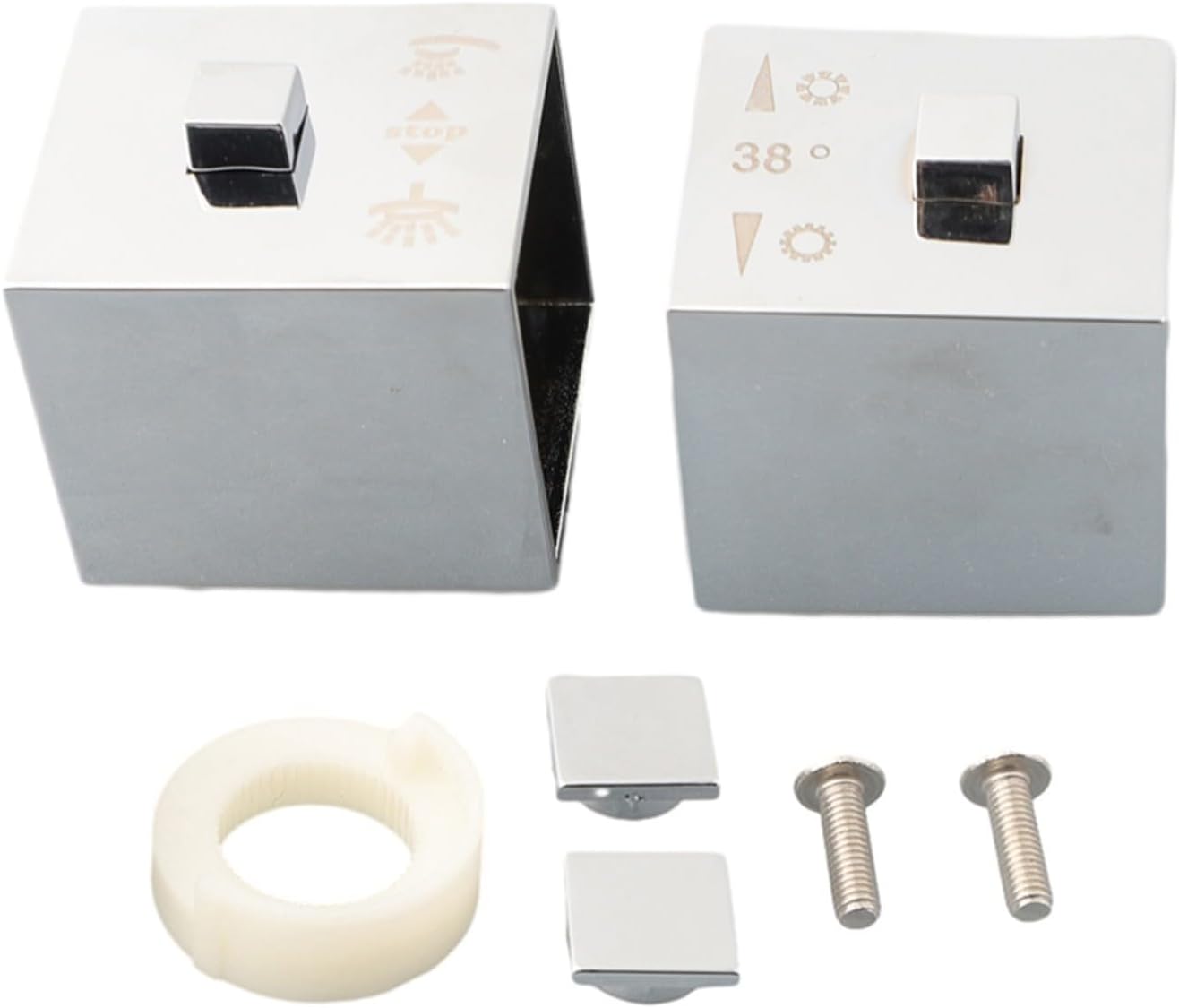 2PCS Shower Temperature Control Handle Knob Chrome Thermostatic Handle Faucet Replacement Knob for Bathroom