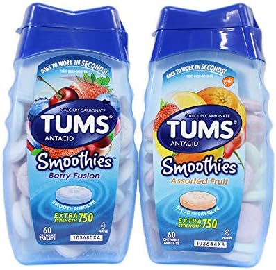 Tums Smoothies Berry Fusion and Assorted Fruit 60 Count Each