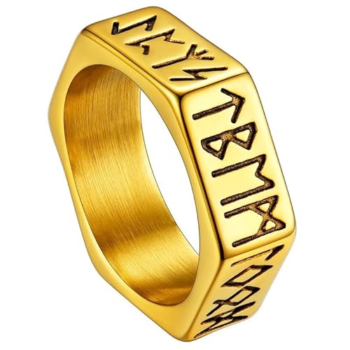 ChainsHouse Screw Band Biker Ring for Men Women, Black Metal/18K Gold Plated Stainless Steel Jewelry Hexagon Geometric Ring, Size 7-14(with Gift Box) a-Steel 7