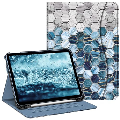 FINTIE Case for iPad (A16) 11th Generation 11 Inch (2025), iPad 10th Generation 10.9 Inch (2022), Multi-Angle Viewing Stand Cover w/Pencil Holder & Pocket, Auto Sleep/Wake, Agate Hexagons