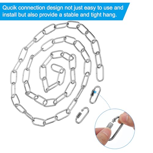 Image of PATIKIL 6ft Lighting Hanging Chain, Metal Looping Chain with Quick Link Screw Lock Connectors for Hanging Plant Pendant Chandelier Light Fixture, Silver Tone
