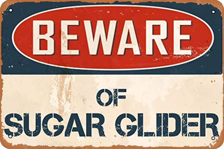 HEBELYX Carteles de metal retro de aluminio retro de Beware of Sugar Glider de 8 x 12 pulgadas