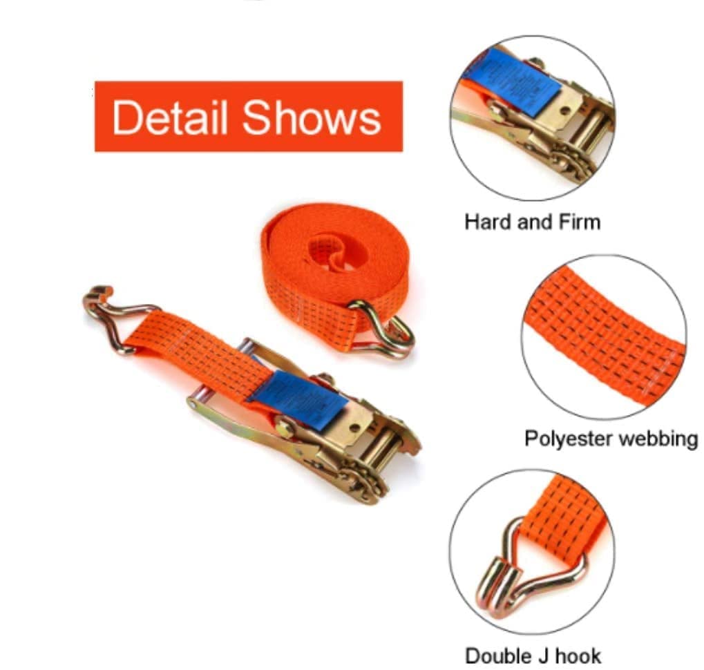 Pack Of 2 10 M Long Tie Down Straps With Ratchet Lock, Basicon 800 Kg - View #2