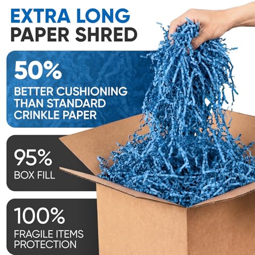 Boîte d'expédition double paroi anti-choc 30cm avec papier déchiqueté bleu de calage