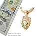 Halukakah 18k Real Gold Plated Men Necklace Large Crown Lion Pendant Lab Diamonds 7mm Sharktail Chain 30