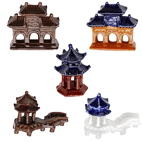 Zreneyfex Pagoda Miniature Kit Artificial Model for Home Decor, Mini Landscape Model Accessories Miniature Kit Artificial Mode Decorations (5pcs)