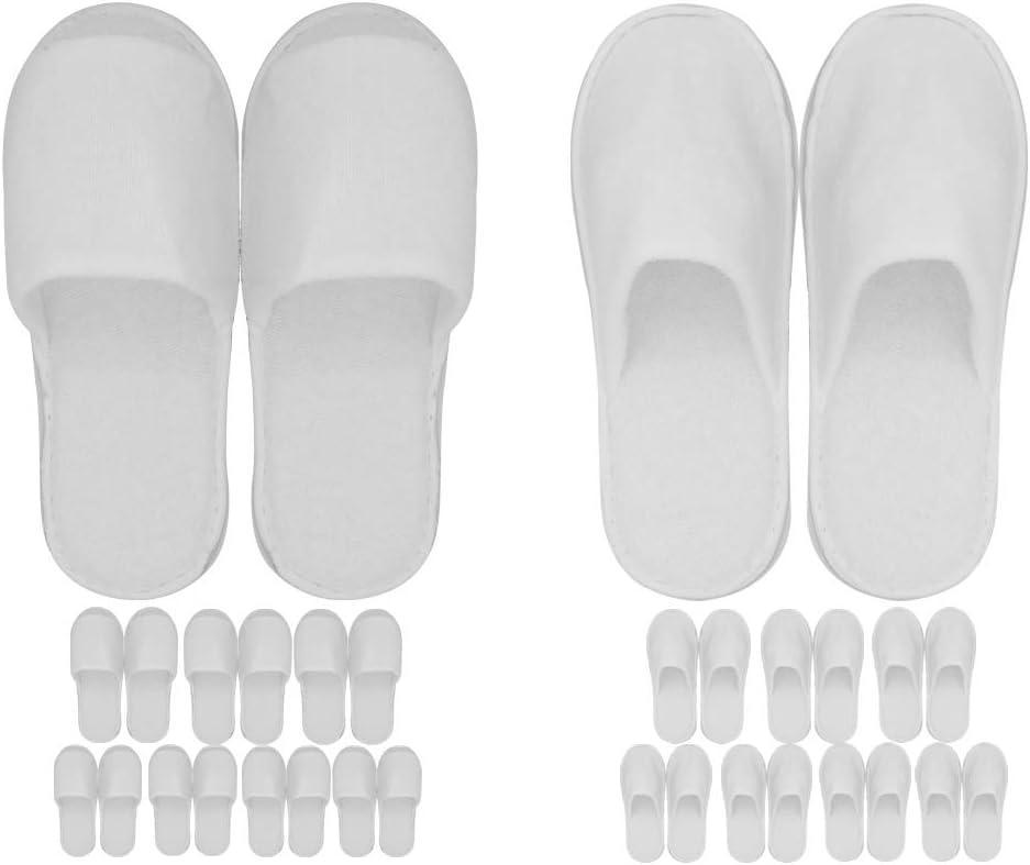 Spa Slippers,16 Pairs Closed Toe and Open Toe Disposable Slippers for Spa,Party Guest, Hotel and Travel, Fits Most Men and Women,White Non-Slip Slippers