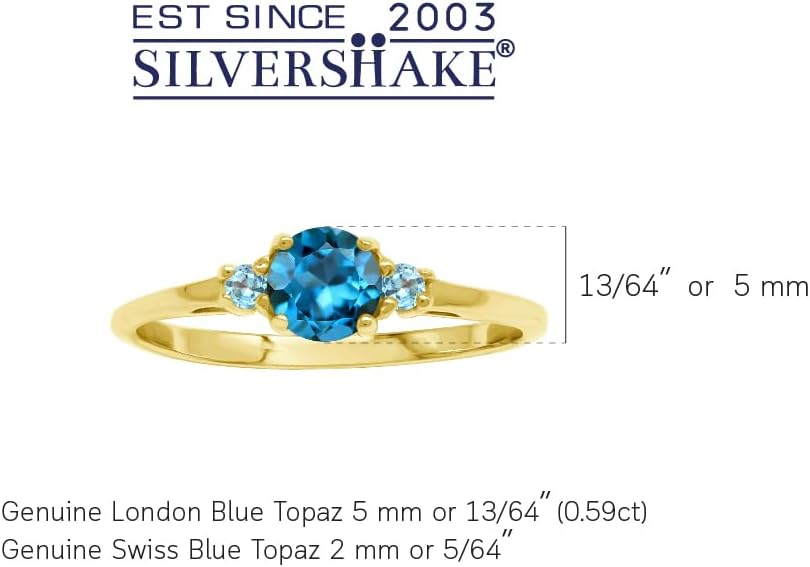 Silvershake Petite Design Round Shape Gemstone Birthstone White Gold Plated or Yellow Gold Plated 925 Sterling Silver Solitaire Promise or Engagement Ring Jewelry for Women - Image 3