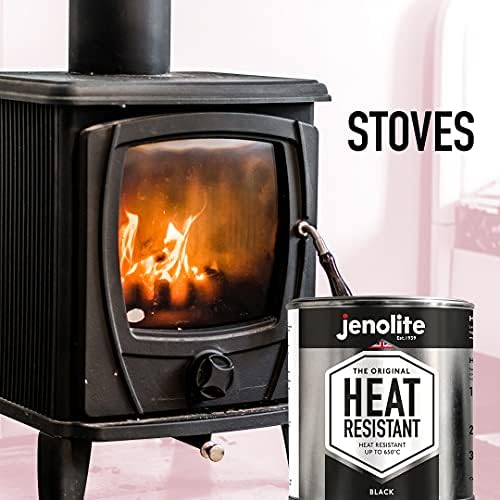 JENOLITE Directorust BBQ & Stove Paint | BLACK | Very High Temperature Resistant Up to 650°C | BBQs, Stoves, Chimineas, Automotive, Fire Screens & Surrounds | 500ml