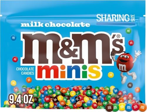 M&M'S MINIS Milk Chocolate Candy Bulk Snacks, Sharing Bag, 9.4 Ounce