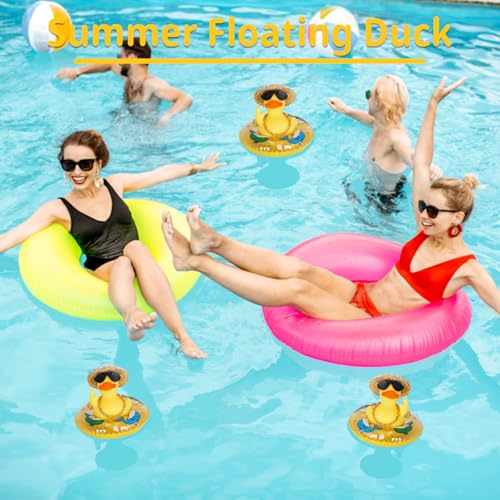 Yellow Rubber Duck Car Dashboard Decoration with Hat, Sunglasses, Necklace & Swim Ring - Fun Rubber Duck Accessories for Summer Car Decor and Unique Gifts by AOT - Image 7