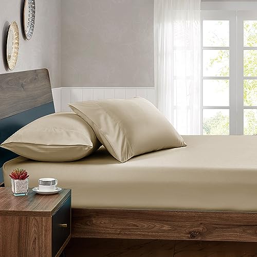 FreshCulture Full Fitted Sheets, Bulk Pack of 6, Deep Pocket, Soft Microfiber Bottom Sheets for Home, Salons, Hotels, Full Size Fitted Sheets Only (Beige)