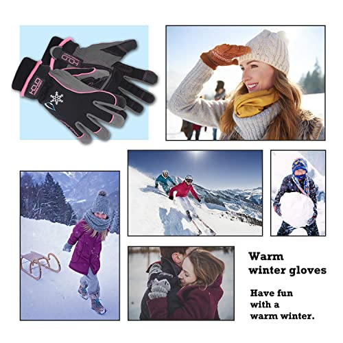 Handlandy Waterproof Insulated Work Gloves, 3M Thinsulate Thermal Winter Gloves For Men Women Touch Screen, Warm Ski Snowboard Cold Weather Gloves (Medium, Pink) #TOP4