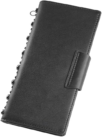 Shinywear Women's Black Long Skull Studded Purses Genuine Leather Card Holder Wallet