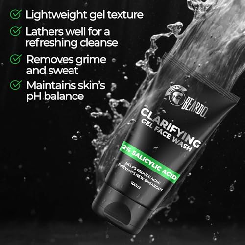 Image of Beardo Clarifying Gel Face Wash for Men with Salicylic Acid | Anti Acne & Oil Control | Unclogs Pores, Reduces Blackheads, Gentle Daily Cleanser for Oily & Acne-Prone Skin - 100ml