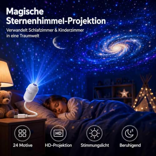 Hd Smart Dynamic 5D Holographic Night Light Projector，6 Films - image 2