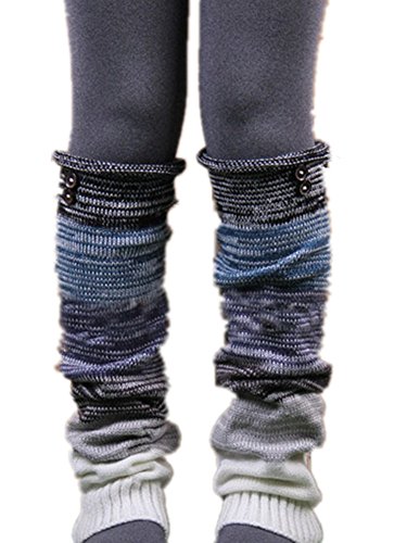 Vigvog Women Boho Knitted Boot Gaiters Long Leg Warmer (Black) #TOP9
