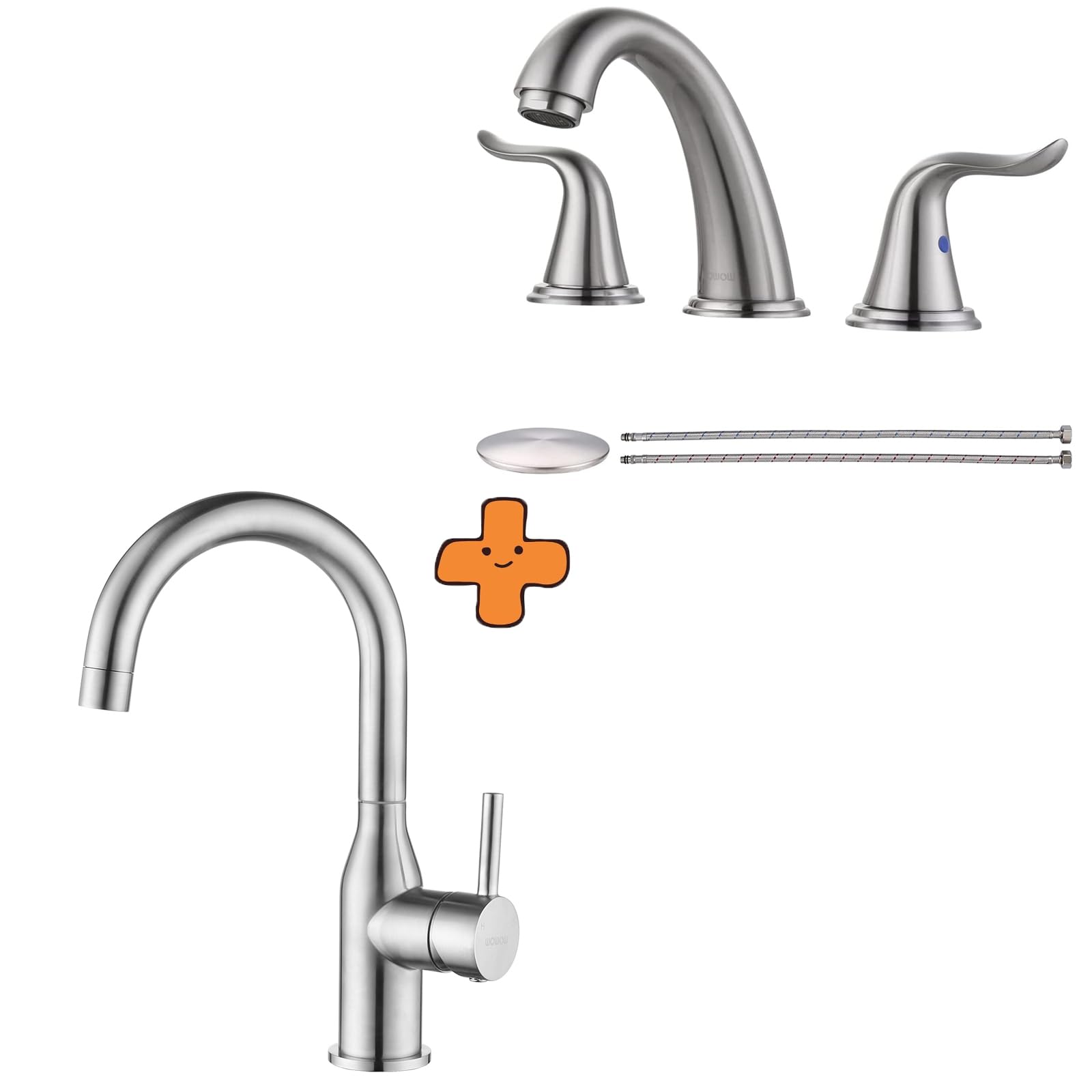 Jnfidosr Brushed Nickel Single Handle Bar Sink Faucet 1 Hole And Widespread Bathroom Faucet 2 Handle 3 Hole