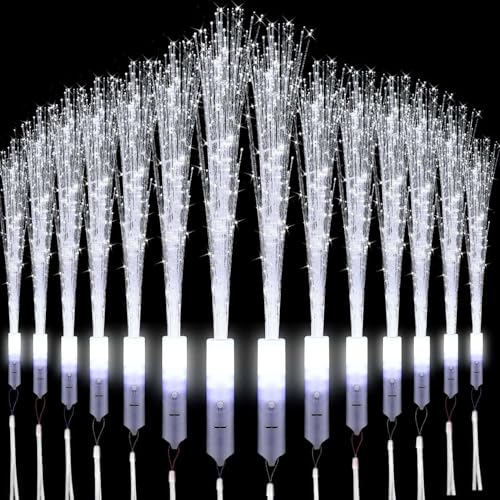 Leuchtwedel Hochzeit,36 Pcs Glasfaser Leuchtstab,LED Leuchtwedel Weiss,Glasfaserlampe,Leuchtstab Leuchten im Dunkeln,Hochzeit Glasfaserlampe für Hochzeit Partys Mitgebsel Kindergeburtstag Konzert