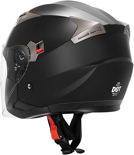 Miniatura 5 de YEMA Helmet Casco abierto para motocicleta, YM-627, ciclomotor, scooter DOT 34, medio casco para hombres y mujeres