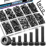 mxuteuk 720PCS M3 Screws Kit,M3×6/8/10/12/16/20mm M3 Screws Assortment Kits,12.9 Alloy Steel M3 Nuts and Bolts,M3 Hex Socket Head Bolts Nuts Washers Set Suitable for 3D Printer,DIY