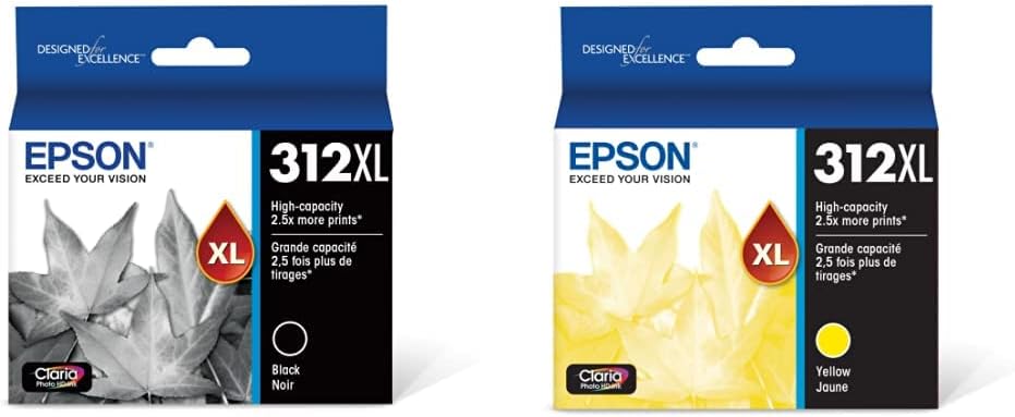 Epson T312XL120 Claria Photo HD Black High Capacity Cartridge Ink T312XL420 Claria Photo HD Yellow High Capacity Cartridge Ink