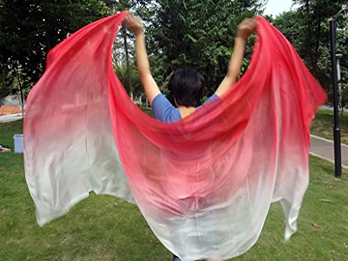 Winged Sirenny 3yds Belly Dance Silk Veil Gradient Color, Real Silk Luxury Bellydance Scarf with Hand Rolled Edges3