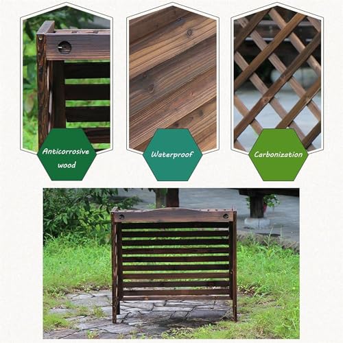 Support de fleurs extérieur et cache-climatiseur bois pour balcon fleuri - 6